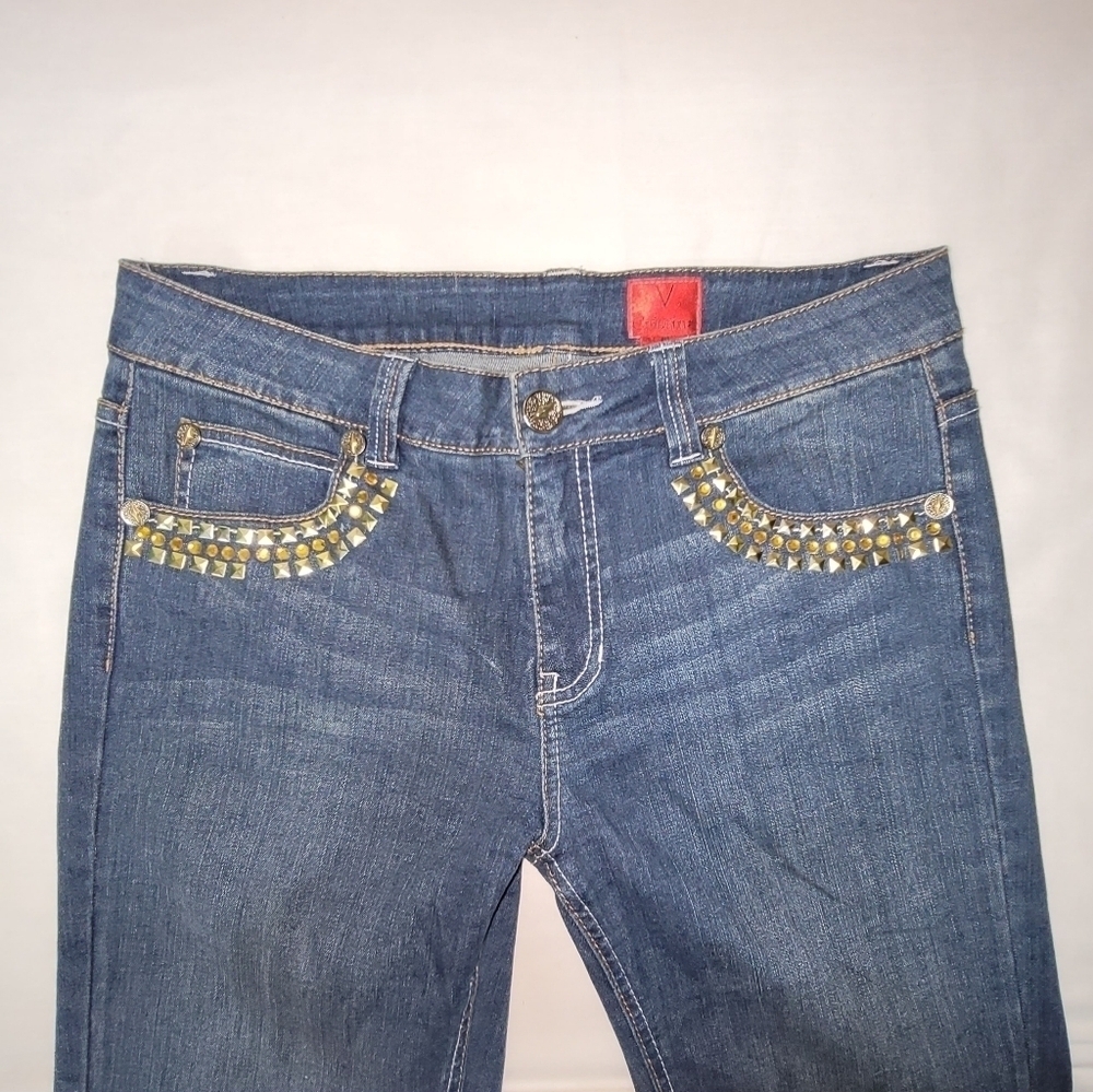 V Cristina Studded Mid-rise Straight Leg Midwash Women's Jeans Size 10 - Picture 3 of 13